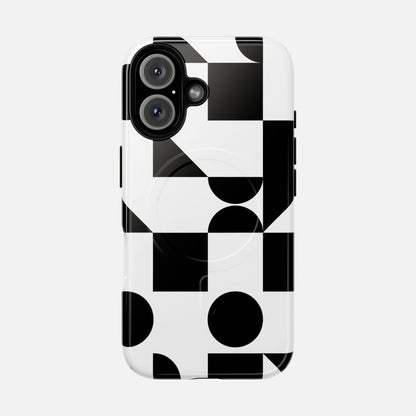 Geometric Black & White iPhone Case — Tough Magnetic | MagSafe Compatible