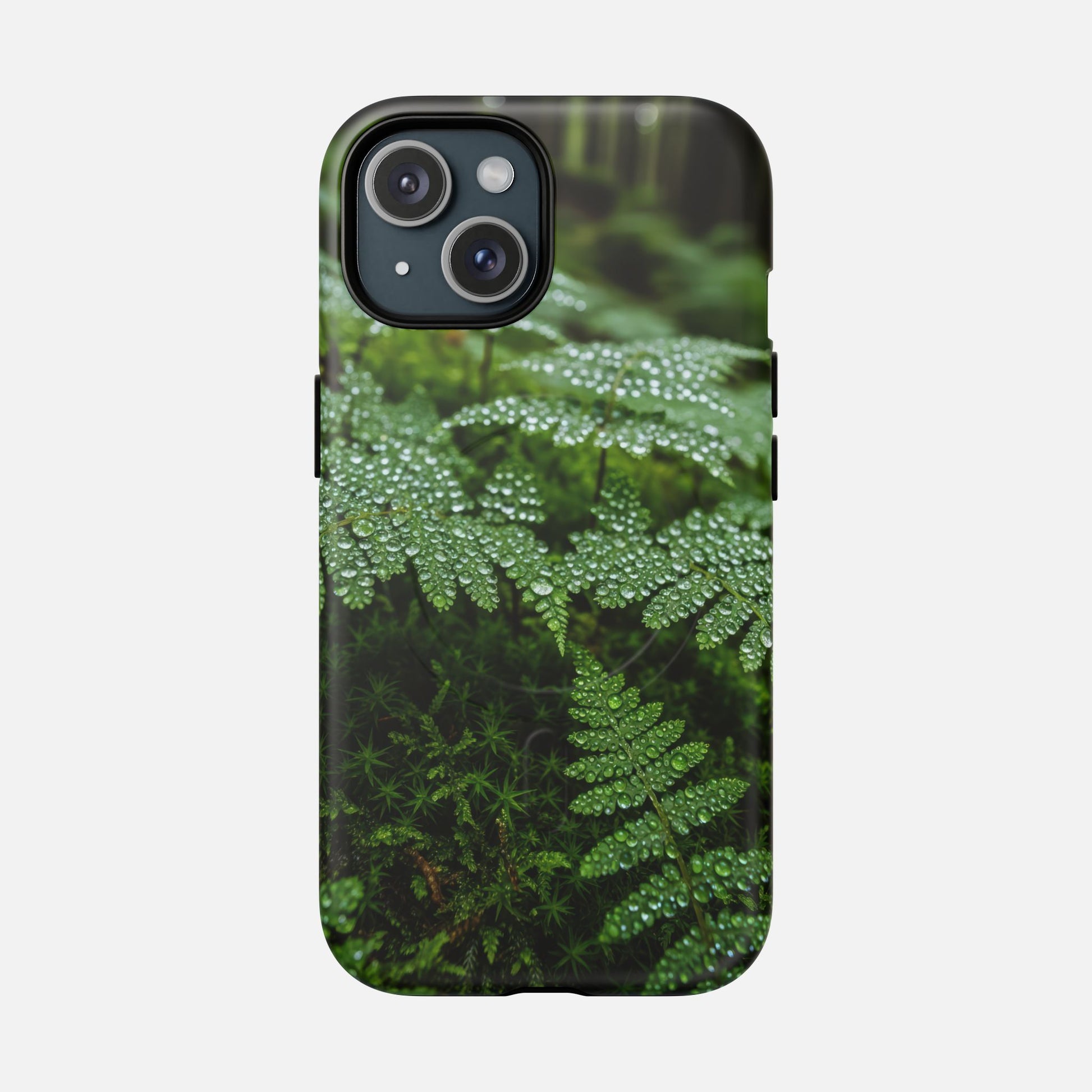 Fern Dew Tough Magnetic Phone Case — Nature Photography Protective Cover iPhone 15 Matte Phone Case