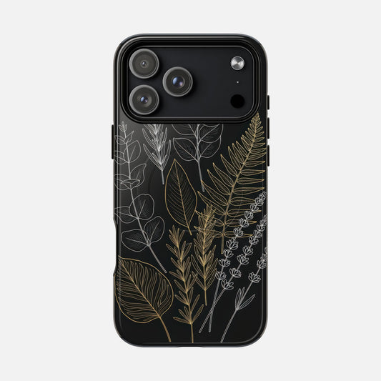 Botanical Gold & Silver Fern iPhone Case — Tough Magnetic | MagSafe Compatible