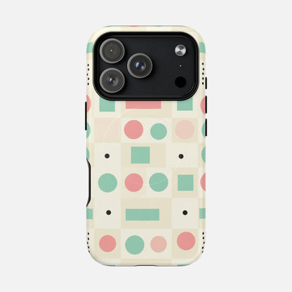 Pastel Circles & Squares iPhone Case — Tough Magnetic | MagSafe Compatible