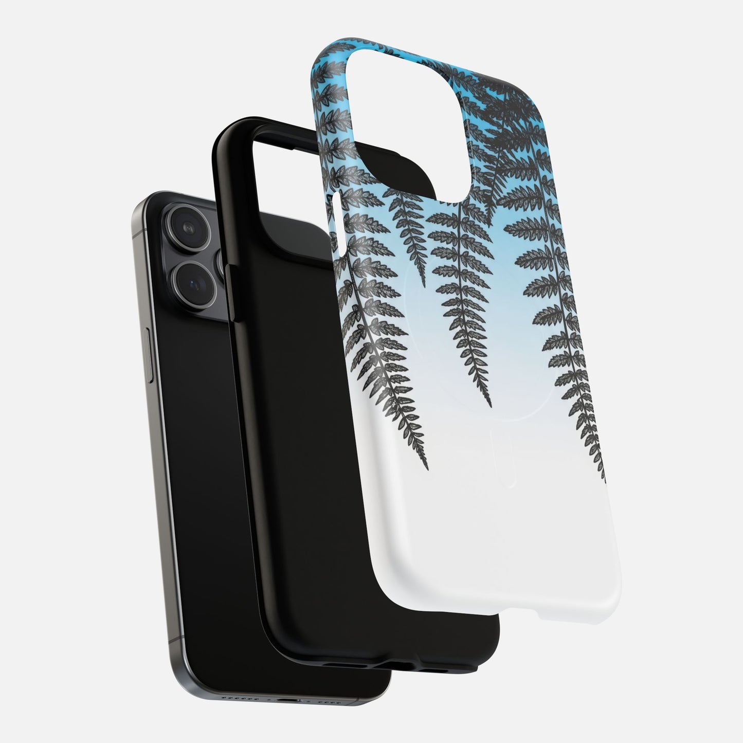 Fern Silhouette With Blue Ombre iPhone Case — Tough Magnetic | MagSafe Compatible