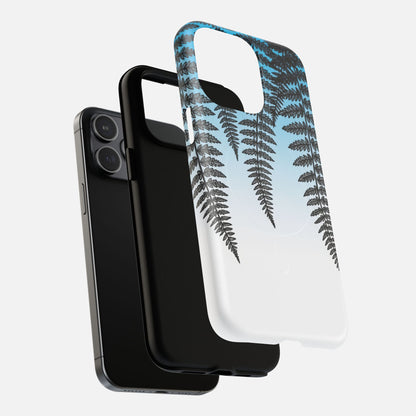Fern Silhouette With Blue Ombre iPhone Case — Tough Magnetic | MagSafe Compatible