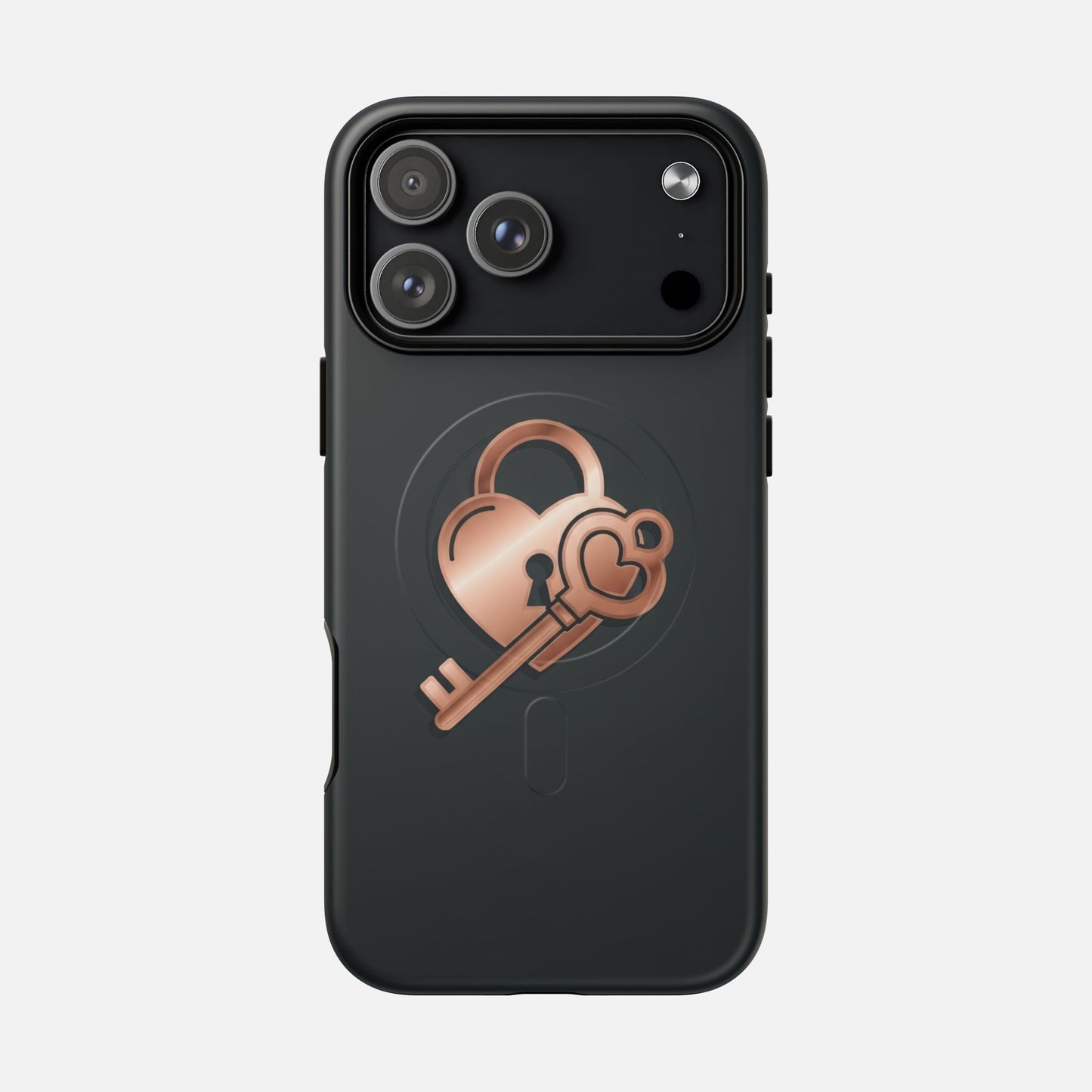 Rose Gold Lock & Key Design iPhone Case — Tough Magnetic | MagSafe Compatible