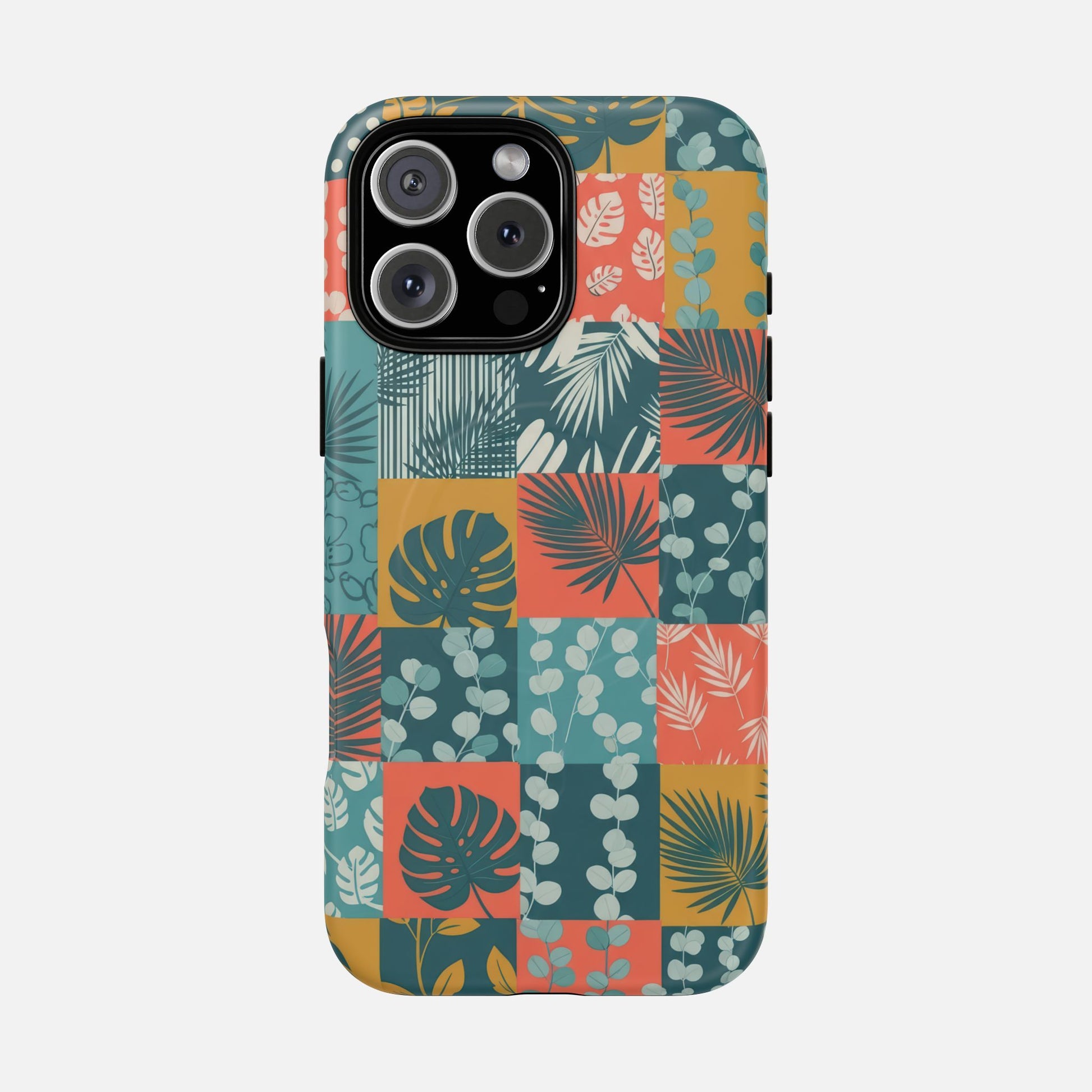 Tropical Patchwork Tough Magnetic Phone Case iPhone 16 Pro Max Matte Phone Case