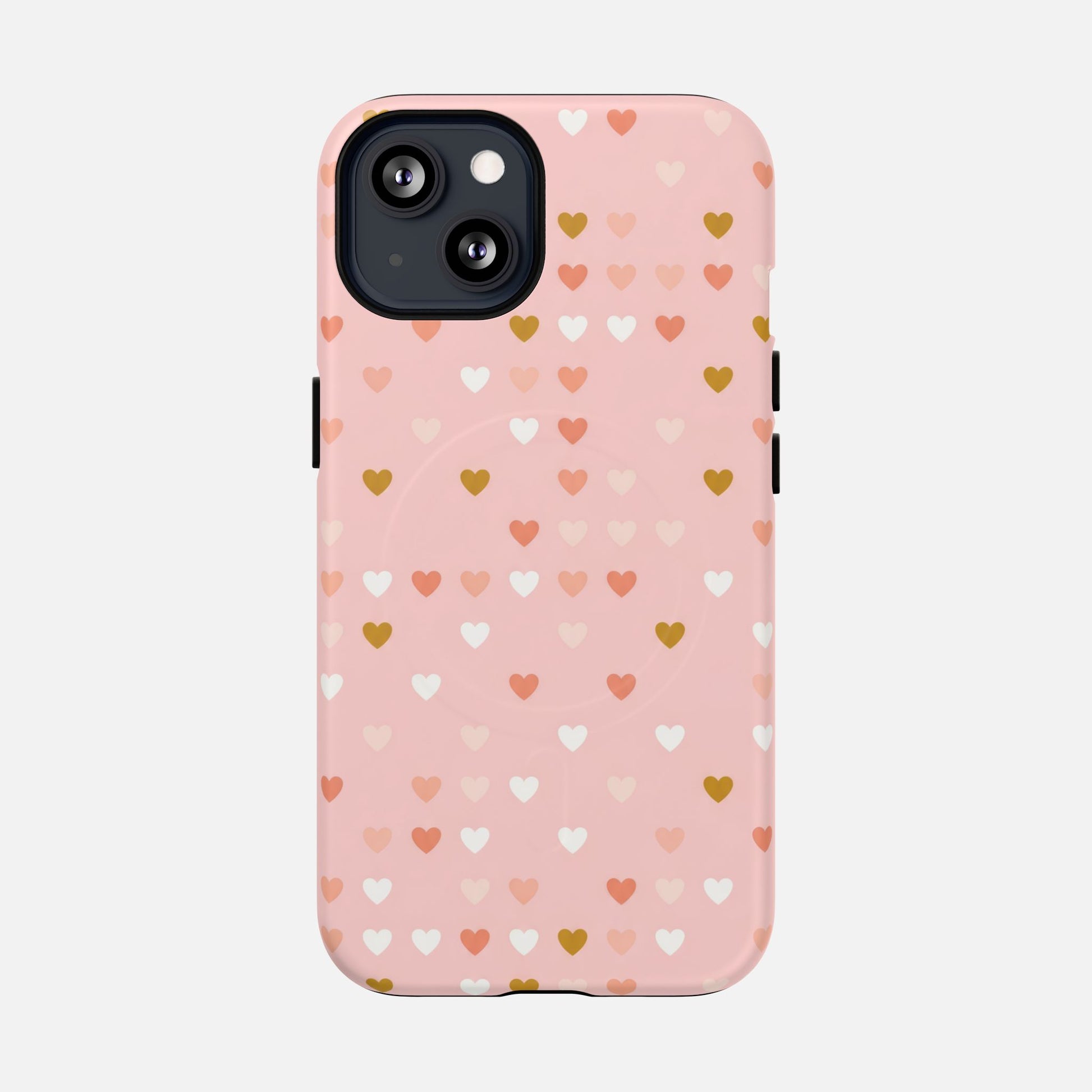Pink Heart Pattern Tough Magnetic Phone Case iPhone 13 Matte Phone Case