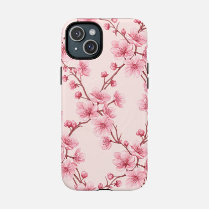 Pink Cherry Blossom iPhone Case — Tough Magnetic | MagSafe Compatible