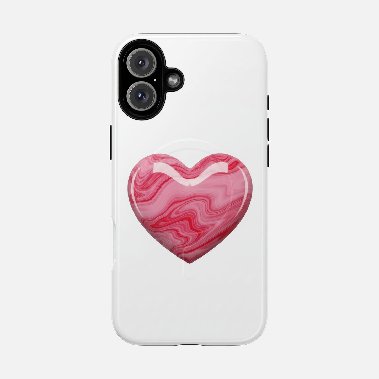 Pink Marble Heart iPhone Case — Tough Magnetic | MagSafe Compatible