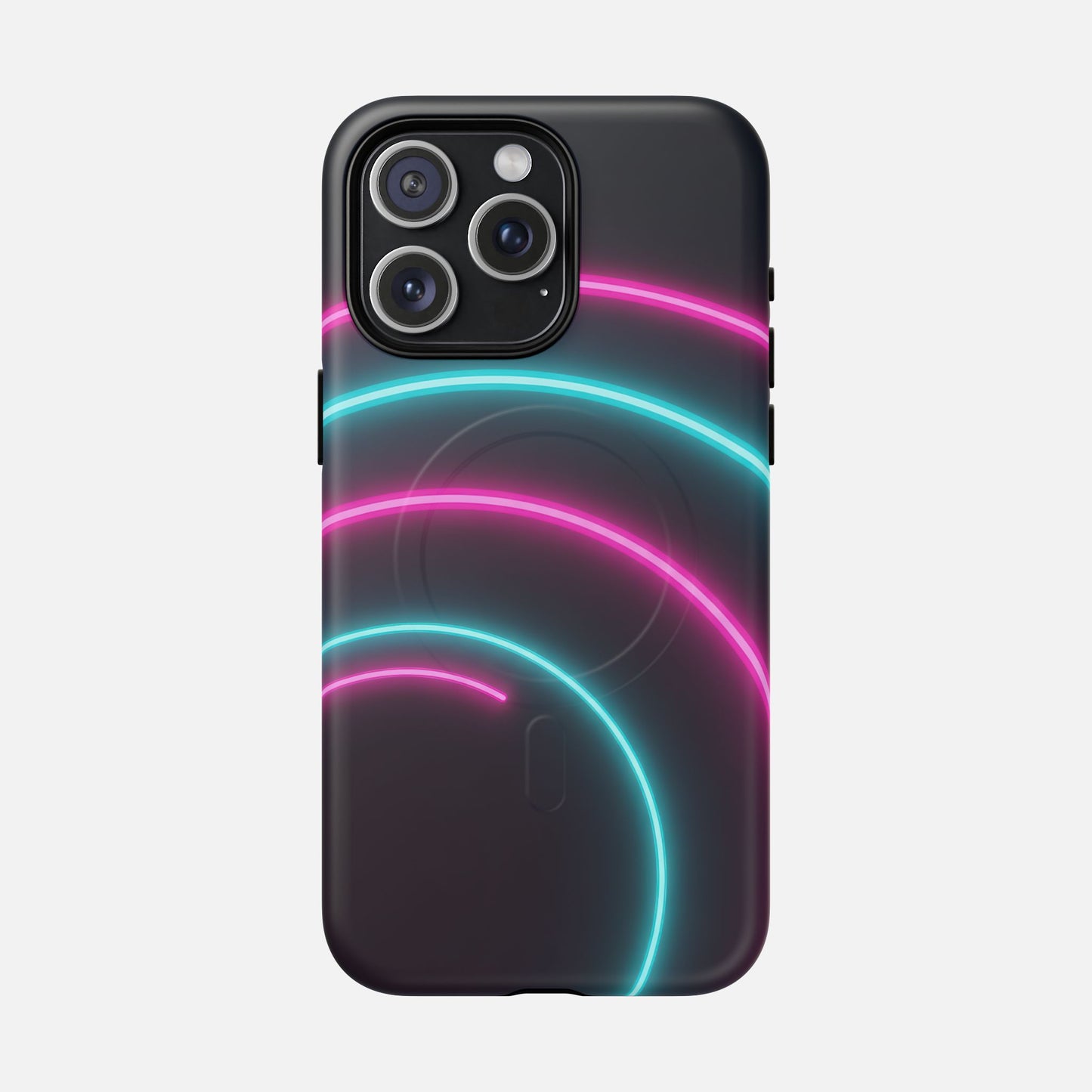 Neon Arc with Pink & Teal Glow iPhone Case — Tough Magnetic | MagSafe Compatible
