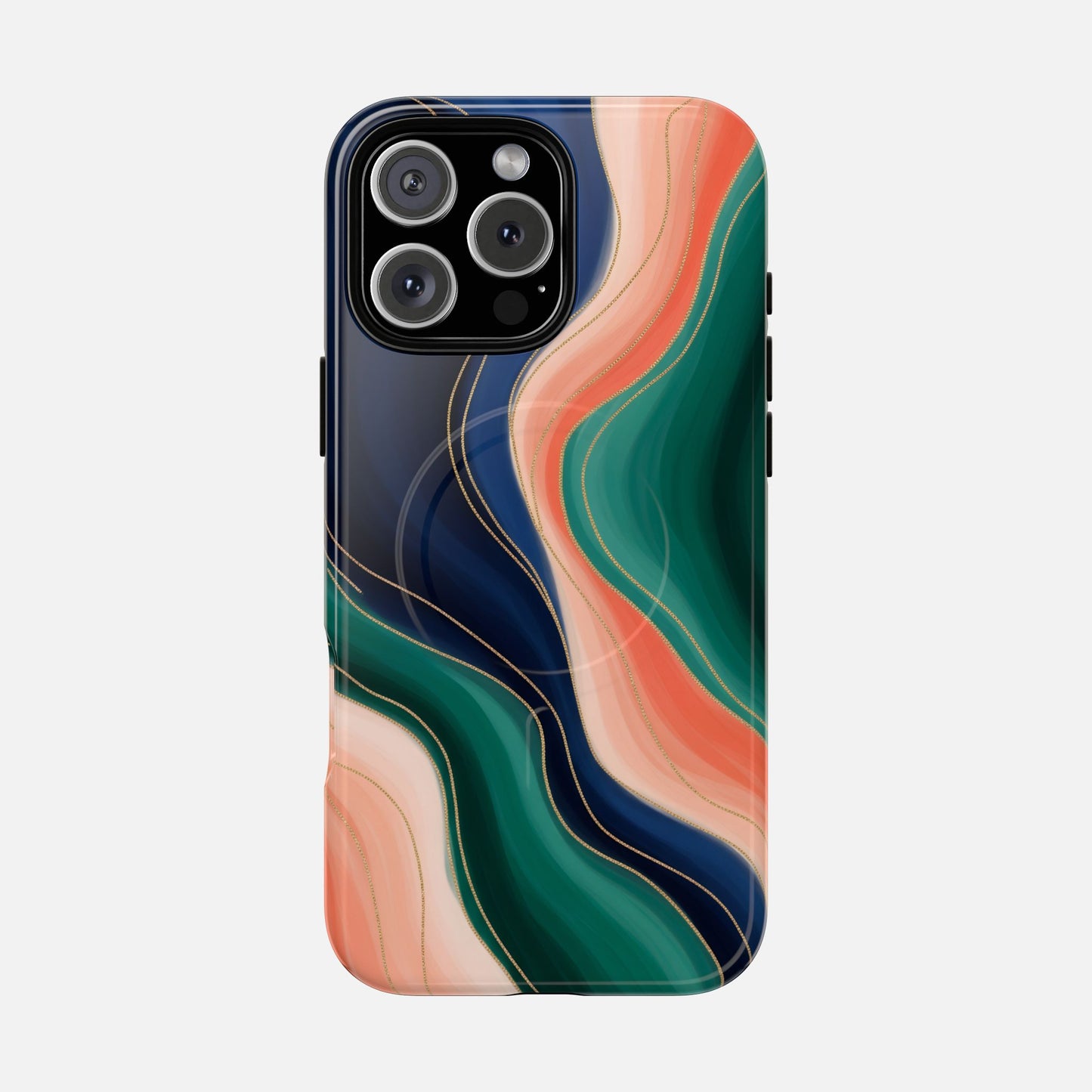 Magnetic Tough Case — Abstract Ocean Wave Design Phone Cover iPhone 16 Pro Max Glossy Phone Case