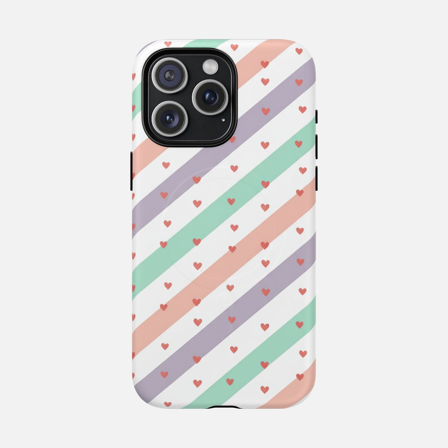 Valentine Pastel Stripes iPhone Case — Tough Magnetic | MagSafe Compatible