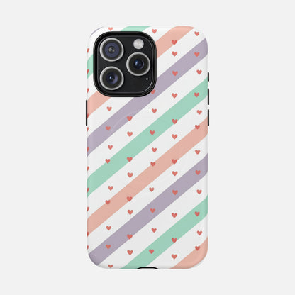 Valentine Pastel Stripes iPhone Case — Tough Magnetic | MagSafe Compatible