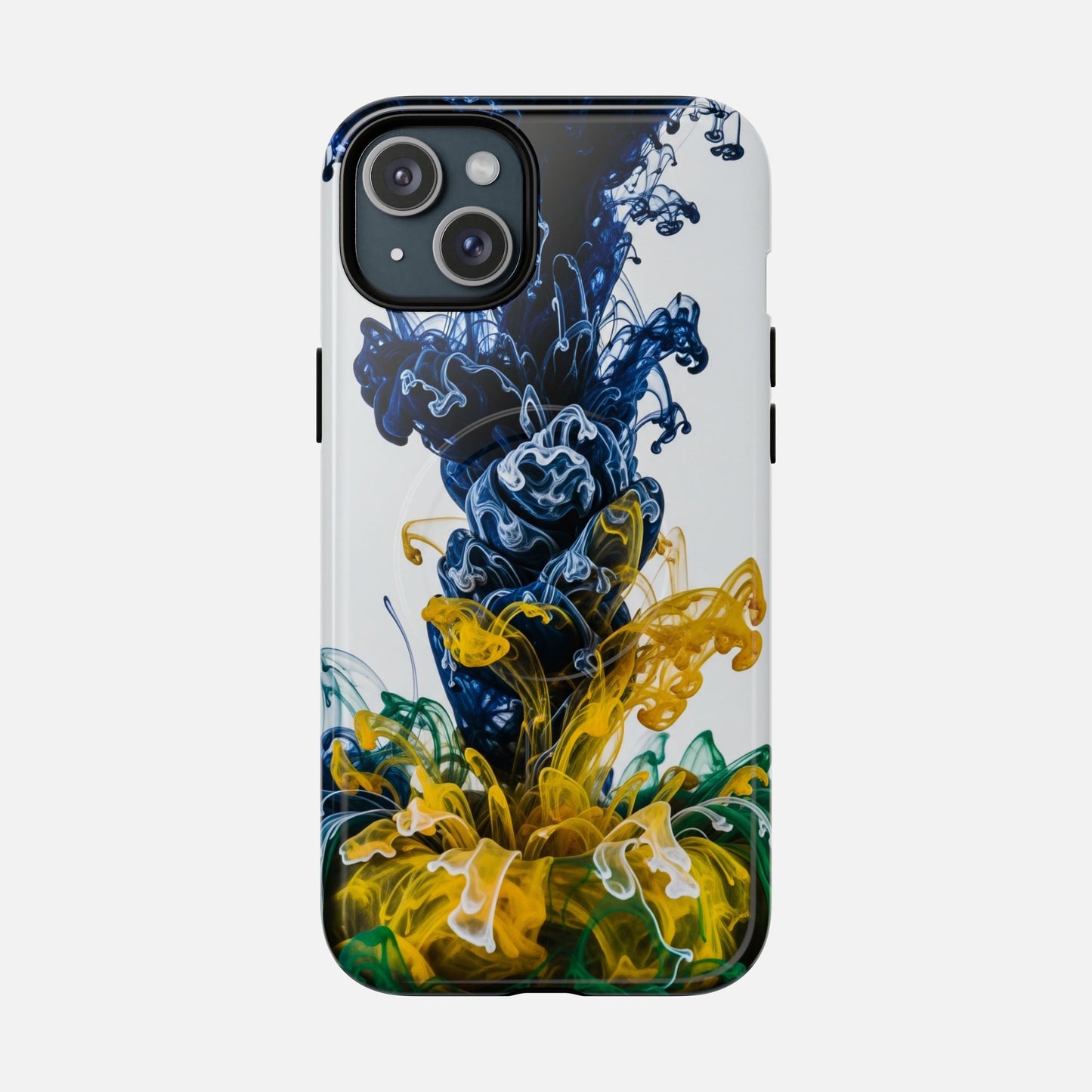 Abstract Ink Splash Tough Magnetic Phone Case iPhone 15 Plus Glossy Phone Case