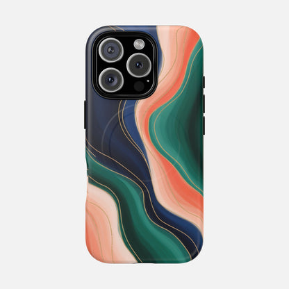 Magnetic Tough Case — Abstract Ocean Wave Design Phone Cover iPhone 16 Pro Matte Phone Case