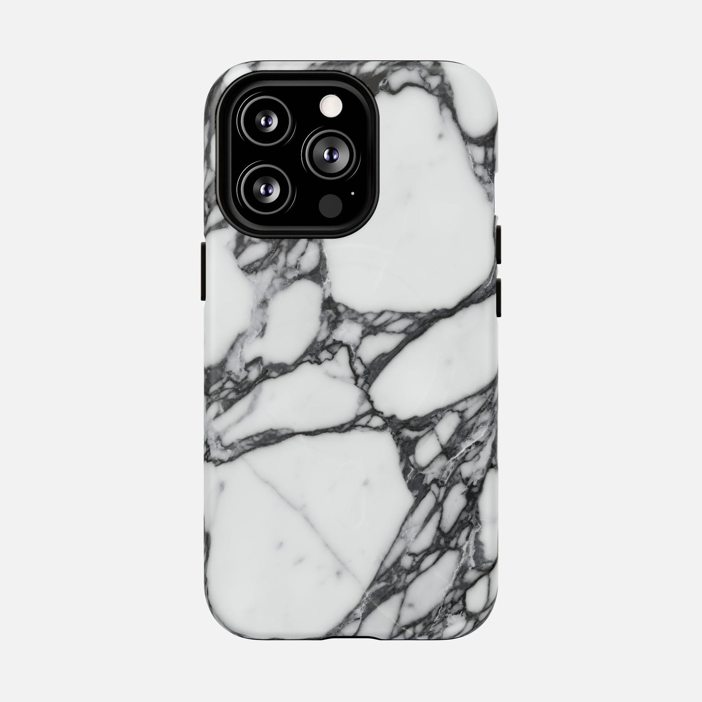 White phone case with black marble pattern, modern protective smartphone cover