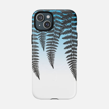 Fern Silhouette With Blue Ombre iPhone Case — Tough Magnetic | MagSafe Compatible