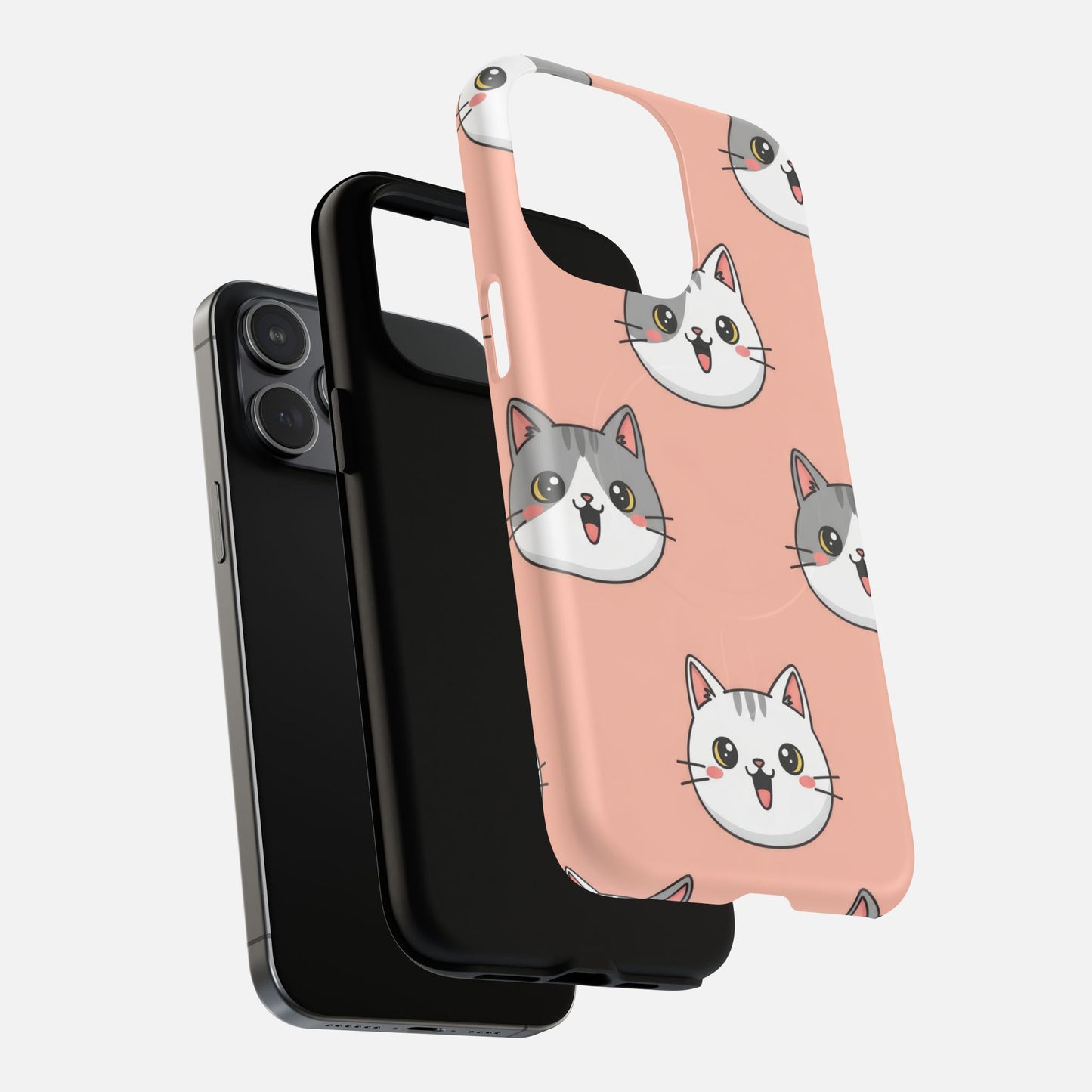 Cute Gray & White Cat iPhone Case — Tough Magnetic | MagSafe Compatible