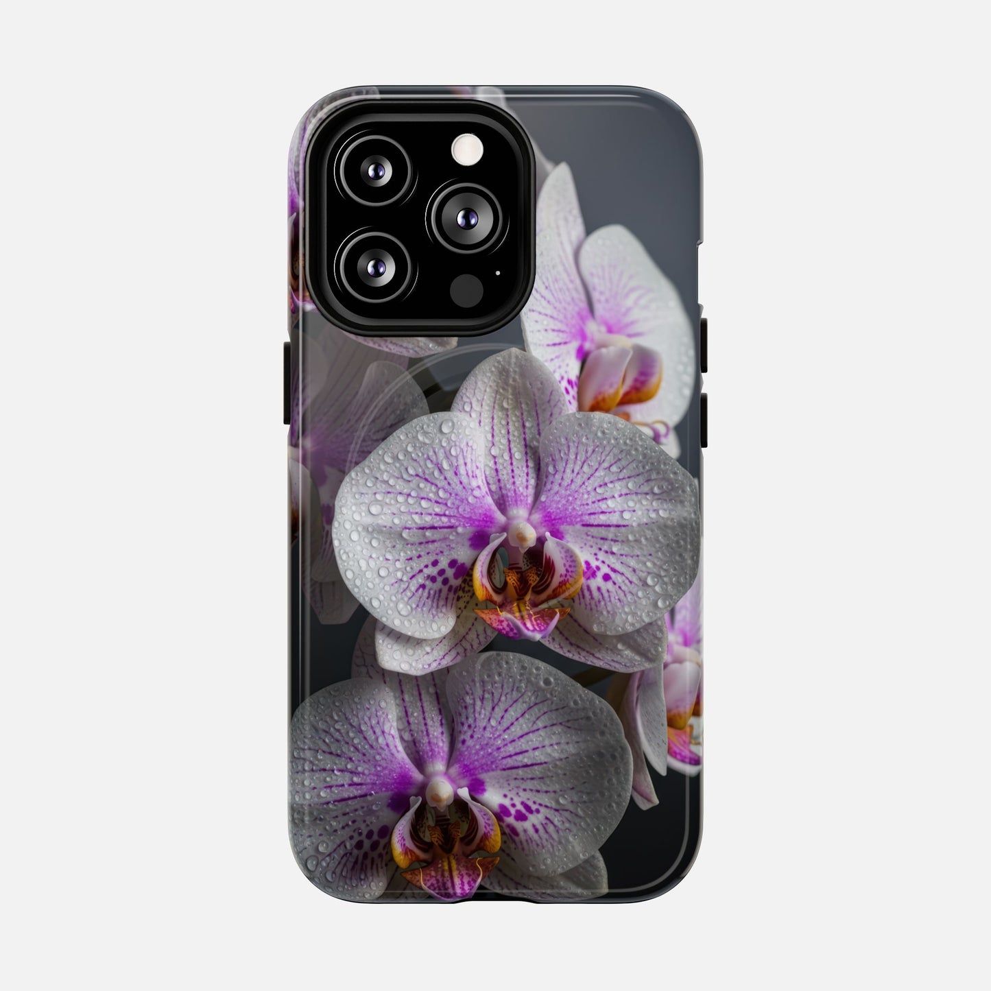 Orchid Bloom Tough Magnetic Phone Case — Waterdrop Floral Protection iPhone 13 Pro Glossy Phone Case