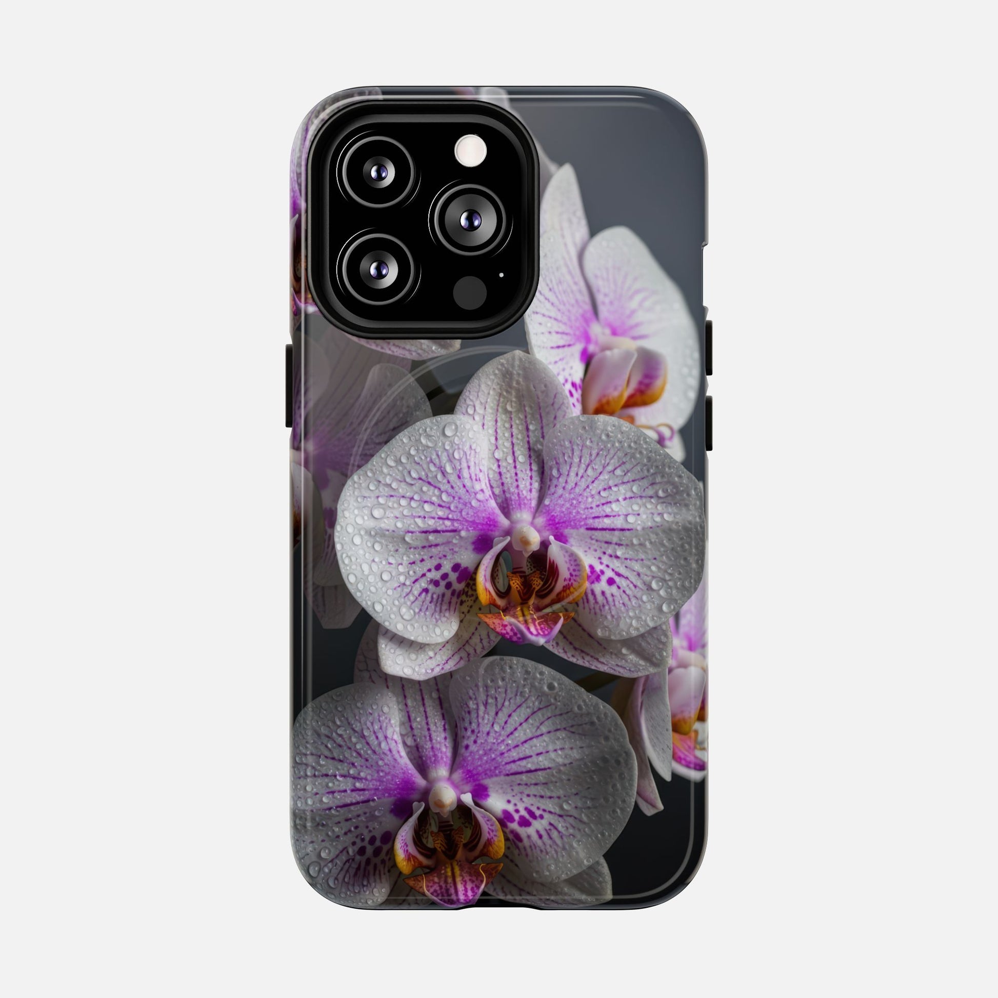 Orchid Bloom Tough Magnetic Phone Case — Waterdrop Floral Protection iPhone 13 Pro Glossy Phone Case