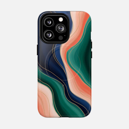 Magnetic Tough Case — Abstract Ocean Wave Design Phone Cover iPhone 13 Pro Glossy Phone Case