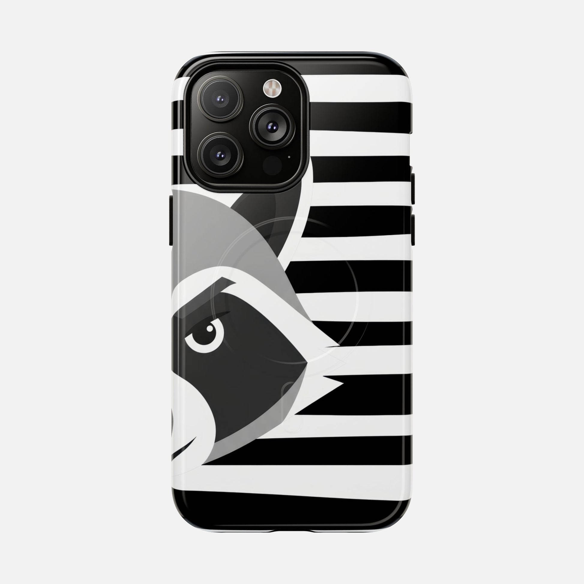 Raccoon Stripe Tough Magnetic Phone Case — Black & White Animal Design iPhone 14 Pro Max Glossy Phone Case
