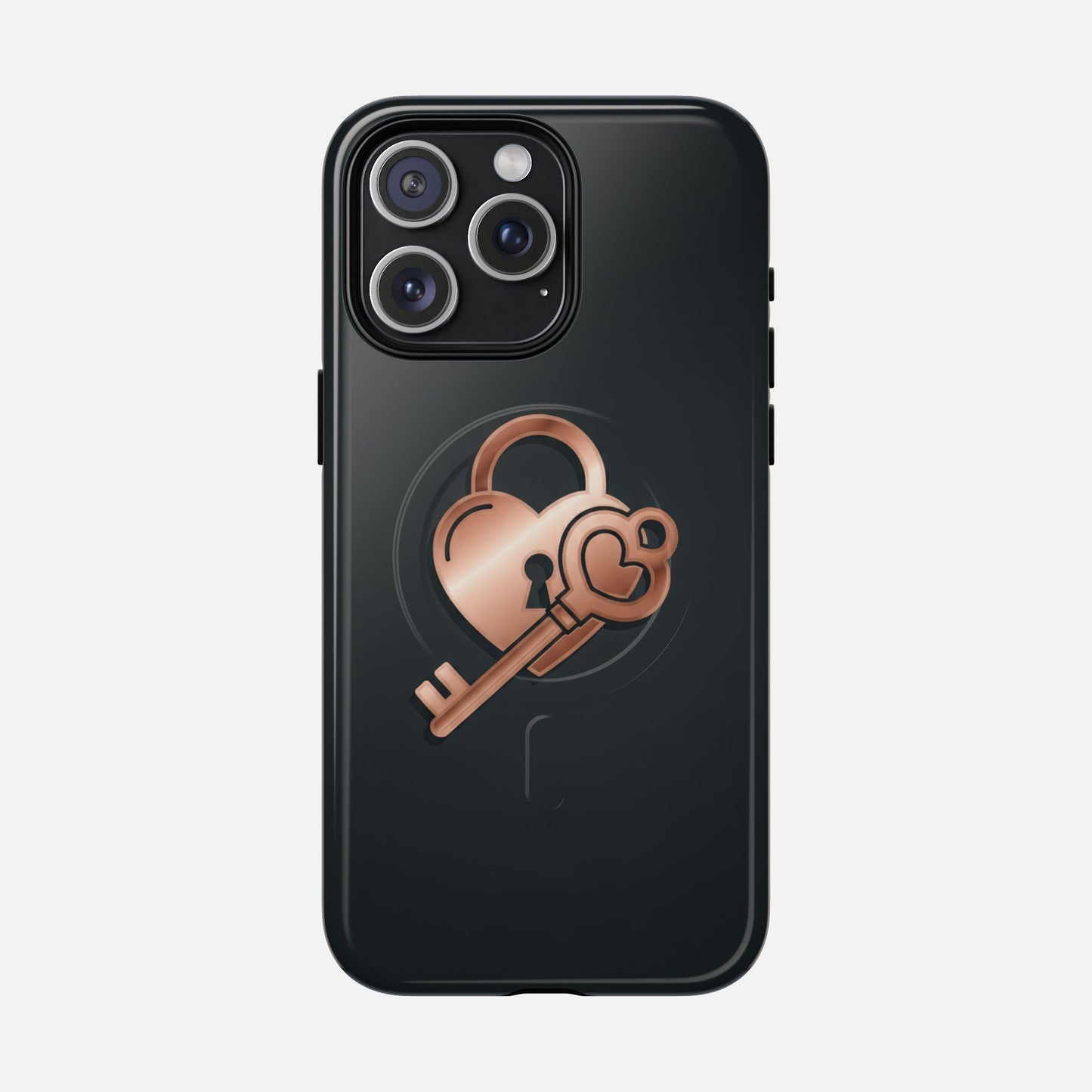 Rose Gold Lock & Key Design iPhone Case — Tough Magnetic | MagSafe Compatible