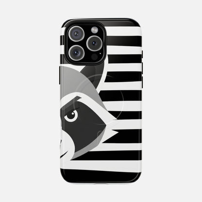 Raccoon Stripe Black & White Animal Design iPhone Case — Tough Magnetic | MagSafe Compatible