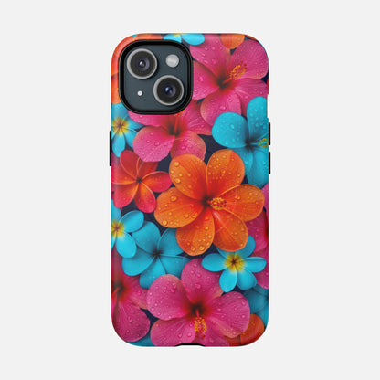 Phone Case — Colorful Tropical Plumeria Floral Magnetic Tough Case iPhone 15 Matte Phone Case