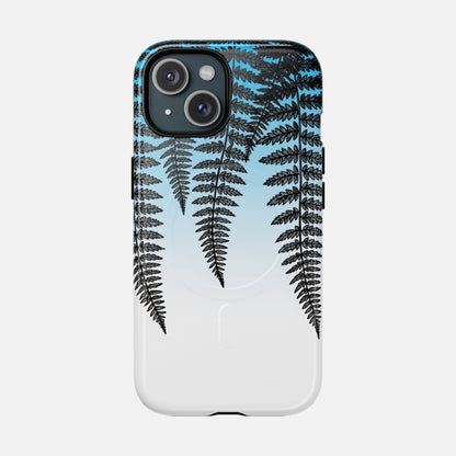 Fern Silhouette With Blue Ombre iPhone Case — Tough Magnetic | MagSafe Compatible