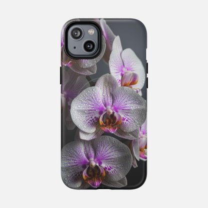 Orchid Bloom Tough Magnetic Phone Case — Waterdrop Floral Protection iPhone 14 Plus Matte Phone Case