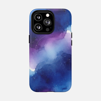 Galaxy Watercolor Tough Magnetic Phone Case — Blue Purple Nebula MagSafe Cover iPhone 13 Pro Matte Phone Case