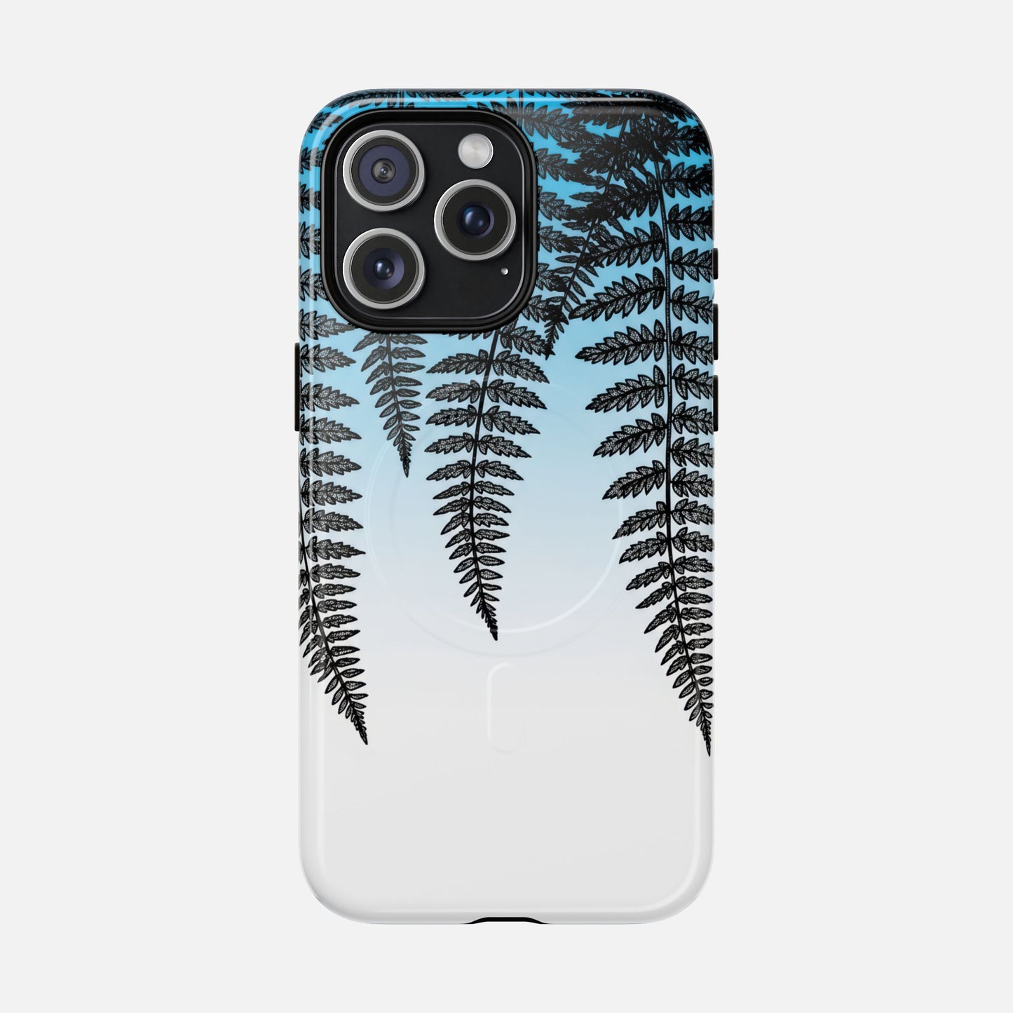 Fern Silhouette With Blue Ombre iPhone Case — Tough Magnetic | MagSafe Compatible