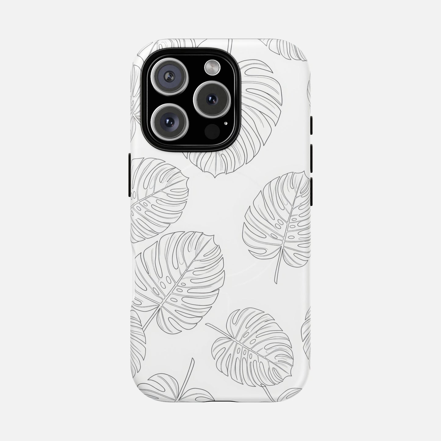 Monstera Leaf Clear Tropical Pattern iPhone Case — Tough Magnetic | MagSafe Compatible
