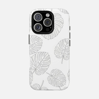 Monstera Leaf Clear Tropical Pattern iPhone Case — Tough Magnetic | MagSafe Compatible