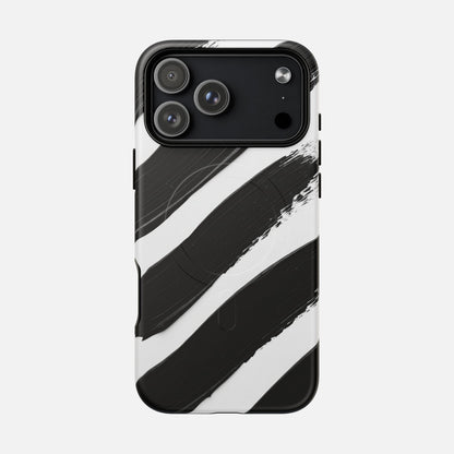 Abstract Black Brushstroke iPhone Case — Tough Magnetic | MagSafe Compatible