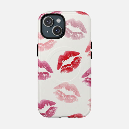 Pink Kiss Print iPhone Case — Tough Magnetic | MagSafe Compatible
