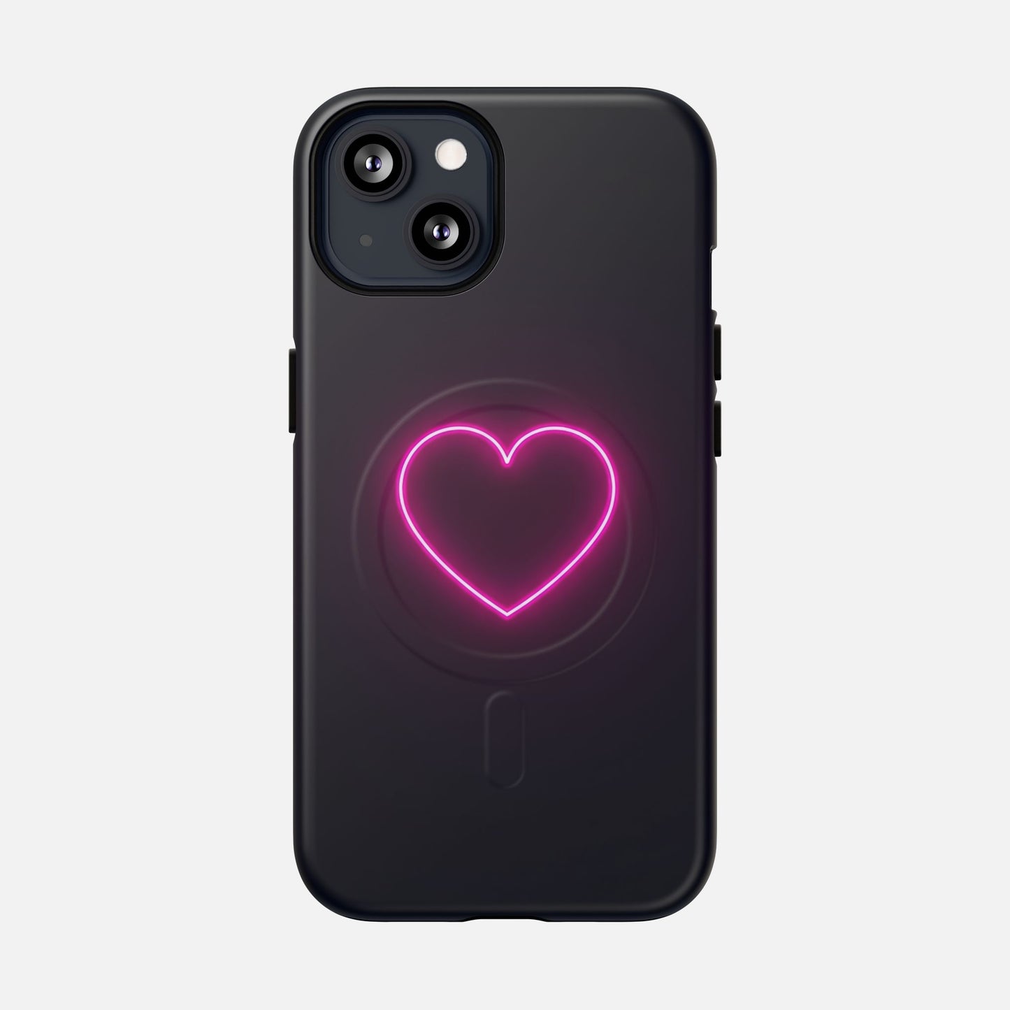Neon Heart With Glow Pink iPhone Case — Tough Magnetic | MagSafe Compatible