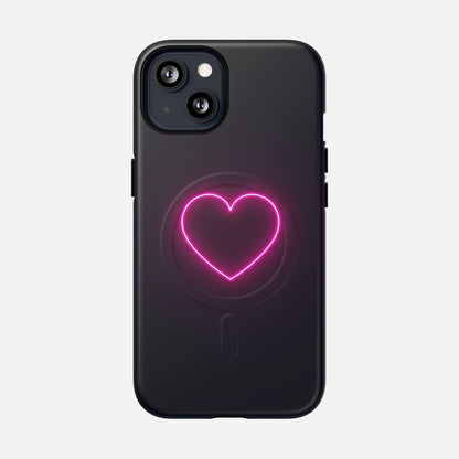 Neon Heart With Glow Pink iPhone Case — Tough Magnetic | MagSafe Compatible