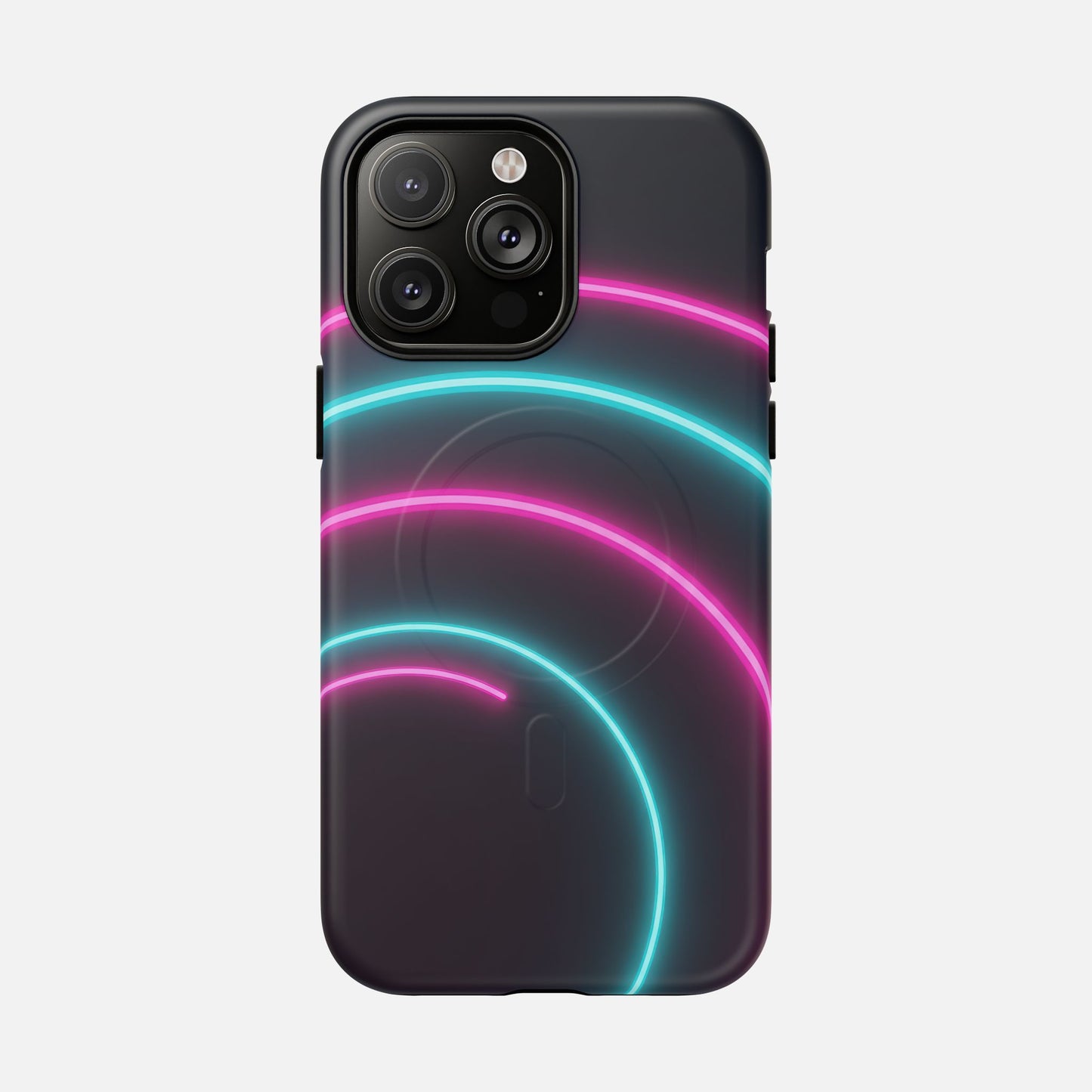 Neon Arc with Pink & Teal Glow iPhone Case — Tough Magnetic | MagSafe Compatible