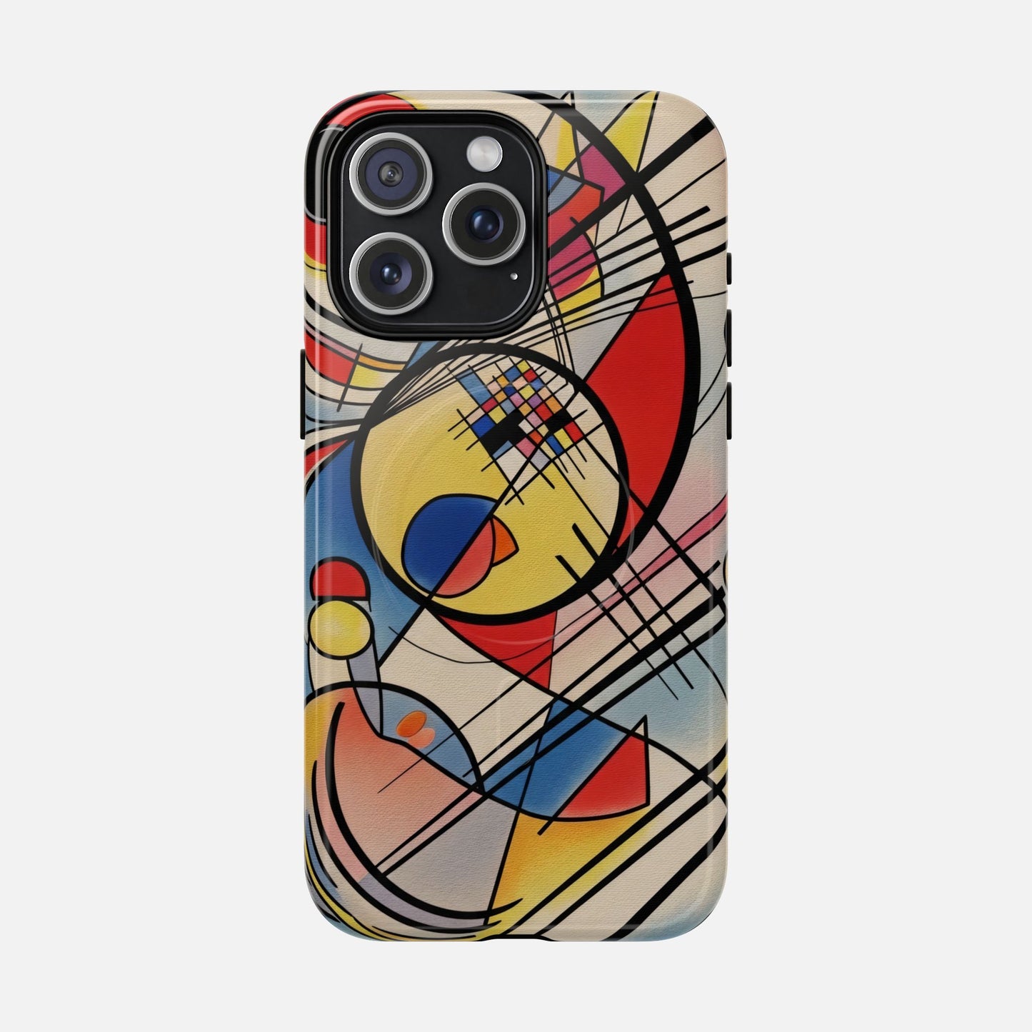 Abstract Geometric Phone Case — Colorful Modern Art Tough Magnetic Case iPhone 15 Pro Max Glossy Phone Case