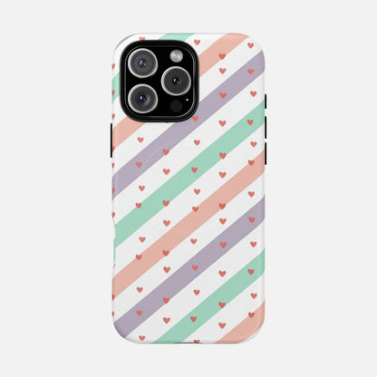 Valentine Pastel Stripes iPhone Case — Tough Magnetic | MagSafe Compatible