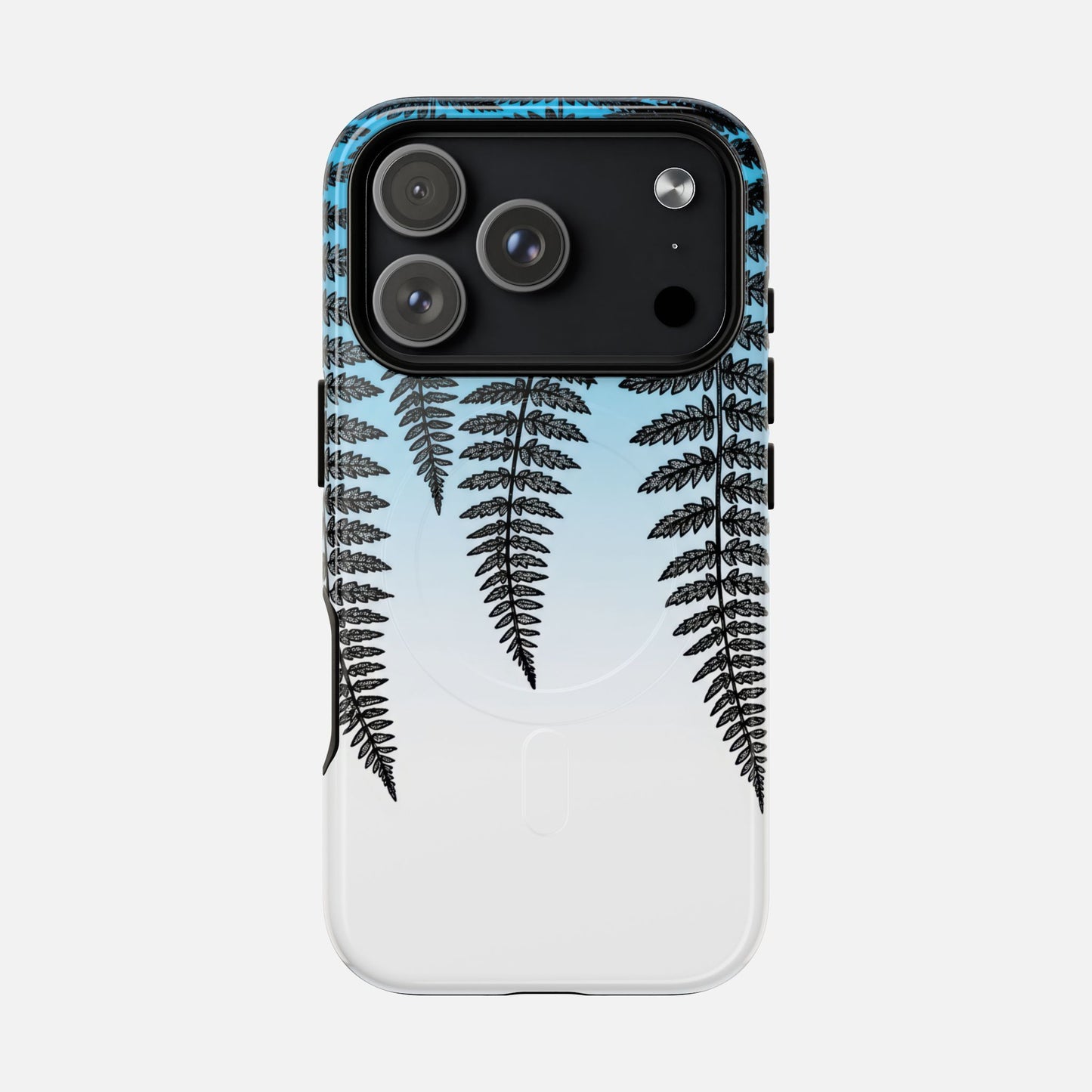 Fern Silhouette With Blue Ombre iPhone Case — Tough Magnetic | MagSafe Compatible