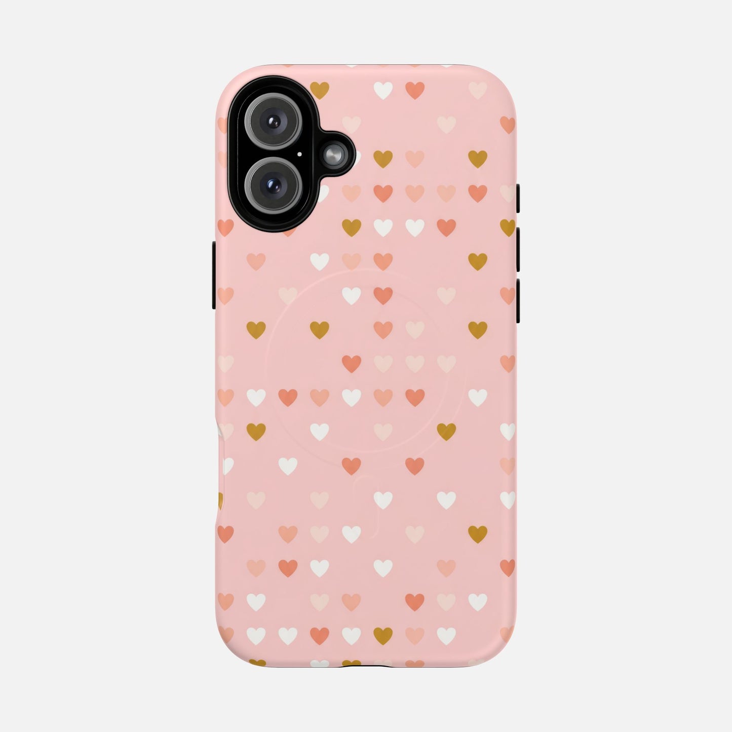Pink Heart Pattern Tough Magnetic Phone Case iPhone 16 Plus Matte Phone Case