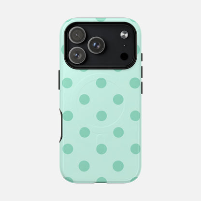 Mint Polka Dot iPhone Case — Tough Magnetic | MagSafe Compatible