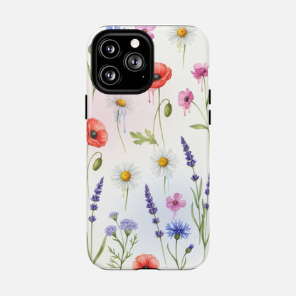 Floral Wildflower Tough Magnetic Phone Case — Poppies, Daisies & Lavender iPhone 13 Pro Max Matte Phone Case