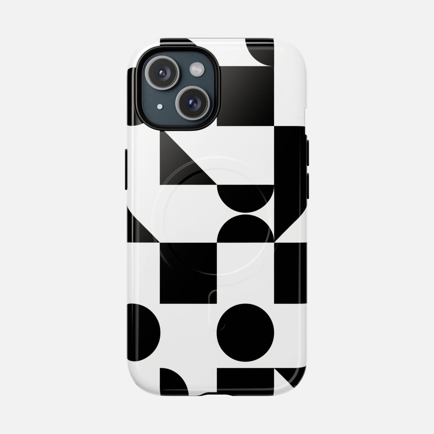 Geometric Black & White iPhone Case — Tough Magnetic | MagSafe Compatible