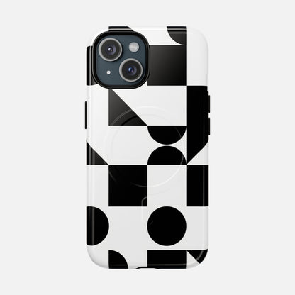 Geometric Black & White iPhone Case — Tough Magnetic | MagSafe Compatible