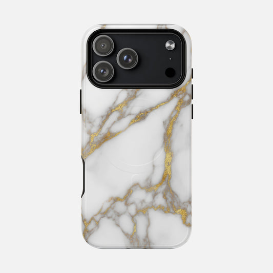 Marble Gold Magnetic Phone Case — Tough Shockproof Magnetic Phone Case iPhone 17 Pro Max Glossy Phone Case