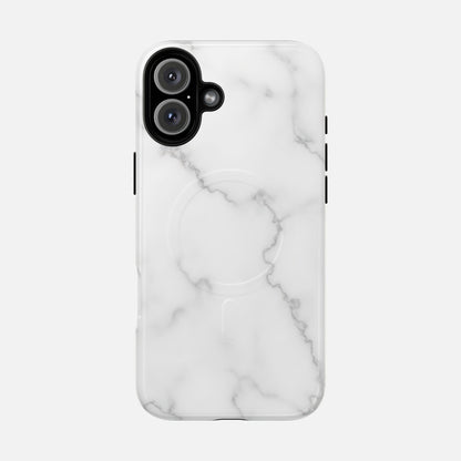 White Marble iPhone Case — Tough Magnetic | MagSafe Compatible