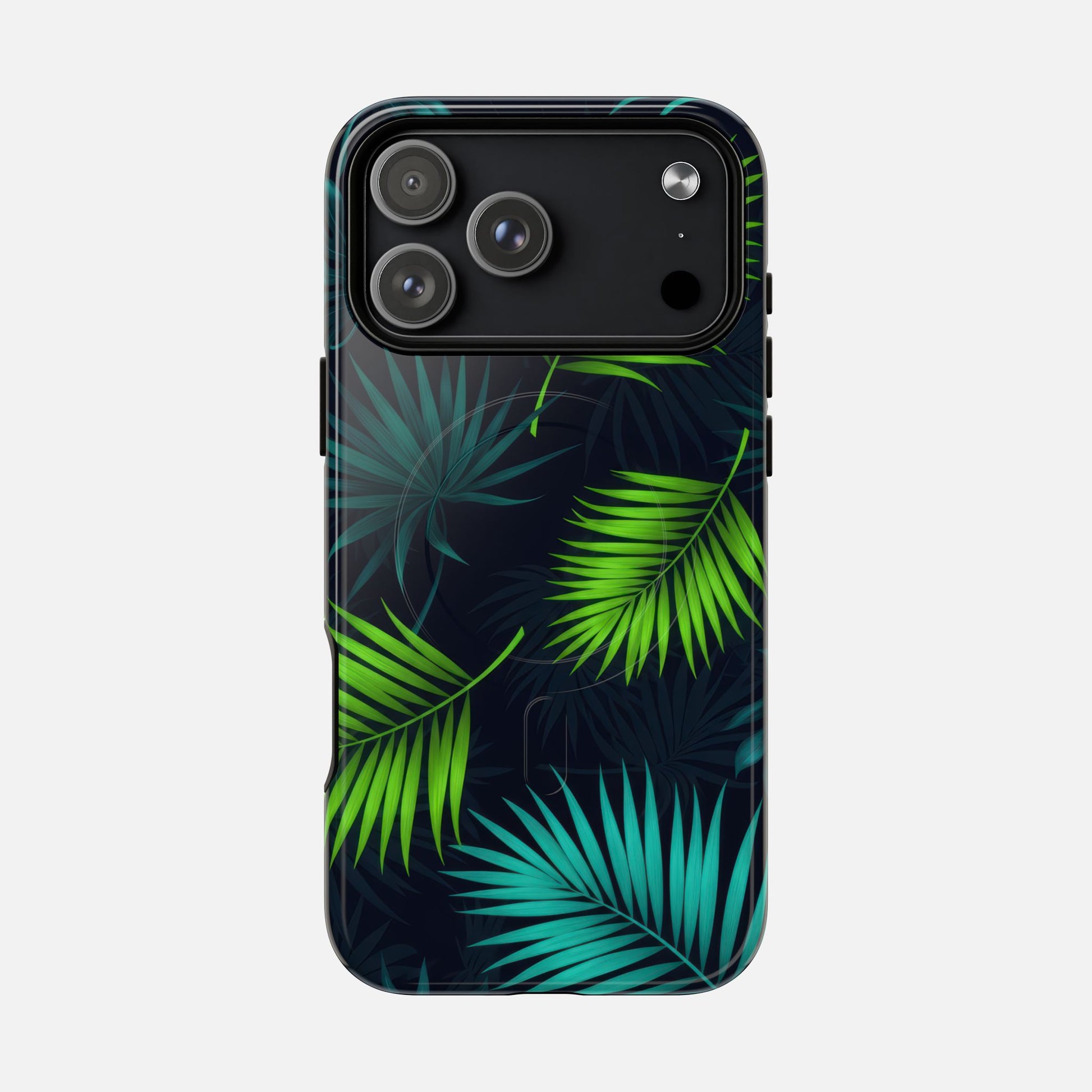 Tropical Palm Tough Magnetic Phone Case — Protective Magnetic iPhone Cover with Green Leaf Design iPhone 17 Pro Max Glossy Phone Case