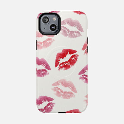 Pink Kiss Print iPhone Case — Tough Magnetic | MagSafe Compatible